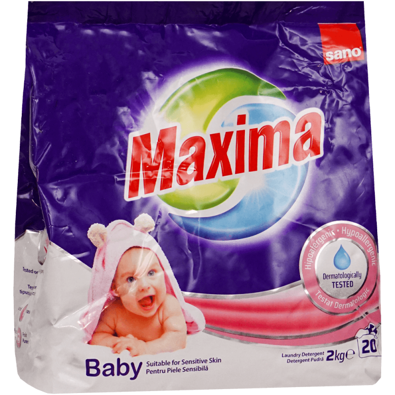 Detergent pudră Sano Maxima Baby, 20 spălări, 2 kg